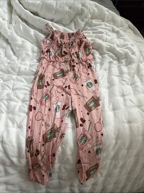 Girls' Pink drink Coffee Print One-Piece Romper little snuggles